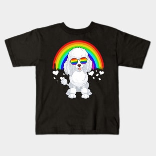 Poodle With Rainbow Sunglasses Gay Pride Lgbt Kids T-Shirt